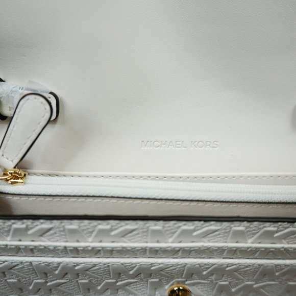 Michael Kors Jet Set Item large Wallet On A Chain Crossbody Bag MK White - Picture 6 of 8